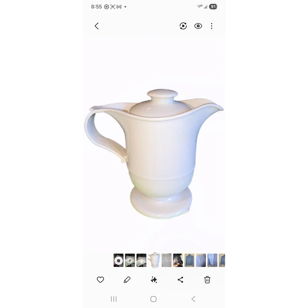 Insulated hot or cold carafe,‎ gravy, creamer, ivory color, floating lid, intact